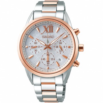 SEIKO精工LUKIA雅緻亮粉太陽能女錶 V175-0EW0KS SSC828J1