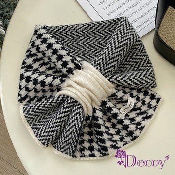 Decoy 波浪千鳥 加厚交叉固定保暖圍巾 黑