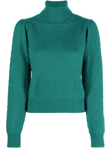 P.A.R.O.S.H. - funnel-neck knitted jumper - women - Wool/Cashmere - S - Green