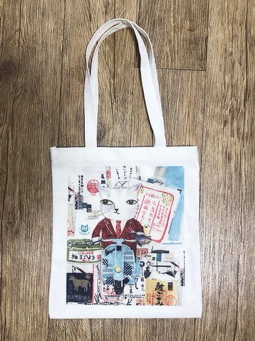 老朋友限定禮 : 直式帆布袋 | 貓插畫設計 | 吃吃喝喝貓  舊版折