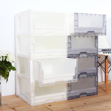 HOUSE-衣物抽屜式4層收納櫃104L (透明白/透明黑)