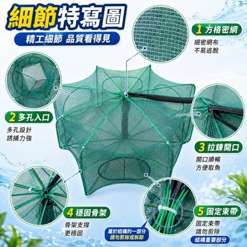 6孔 8孔 12孔 折疊捕魚網 捕蝦網 捕蝦簍 捕魚籠 可折疊魚籠 漁網 捕蝦網 蛇籠 補蟹籠 捉魚工具可折疊迷你型