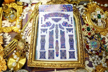 復古2款 紫色信封貼紙 (libet) 古董風格日記 手帳素材