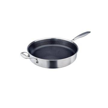 CLARE 可蕾爾 典鑽316不鏽鋼不沾平底鍋蜂巢塗層不沾鍋 無蓋30cm-Leidea樂德兒