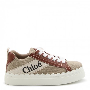 Chloe - White And Brown Canvas Lauren Sneakers 35