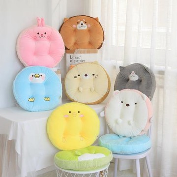 卡通動物圓形坐墊秋冬季毛絨玩具兒童椅加厚靠墊家居飄窗榻榻米墊