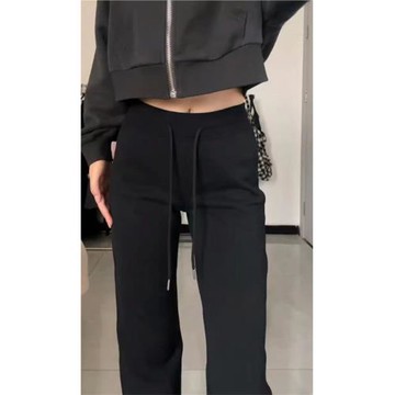 黑色喇叭衛褲美式高街直筒褲寬松運動褲女男顯瘦休閑褲子春季潮牌