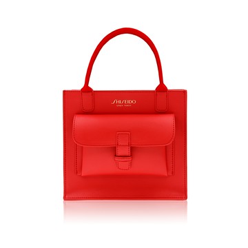 紅色質感皮革手提包