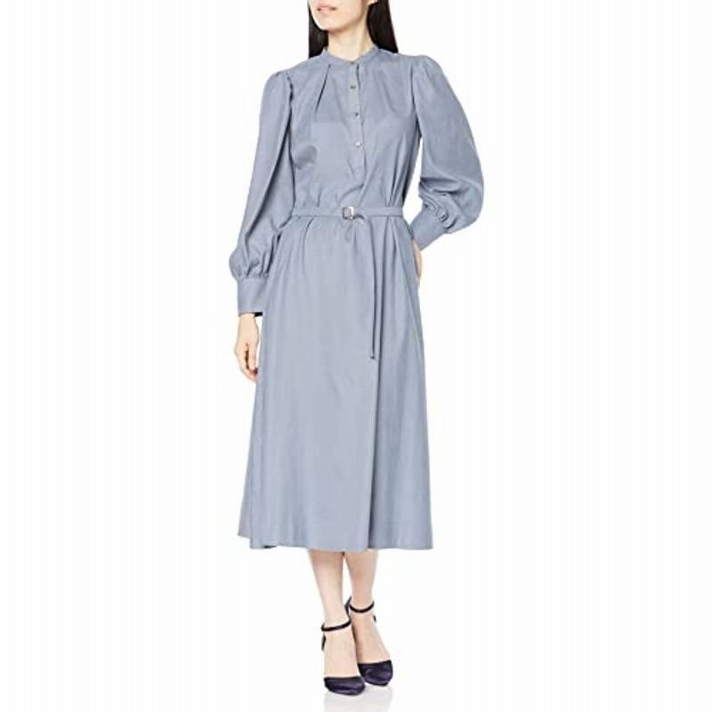 エヌナチュラルビューティーベーシック カジュアルドレス バンドカラーピーチワンピース レディース ブルー M 通販 Lineポイント最大get Lineショッピング