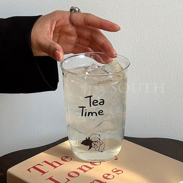 小眾ins插畫長毛貓貓耐高溫玻璃杯水杯牛奶杯冰拿鐵咖啡杯冷飲杯
