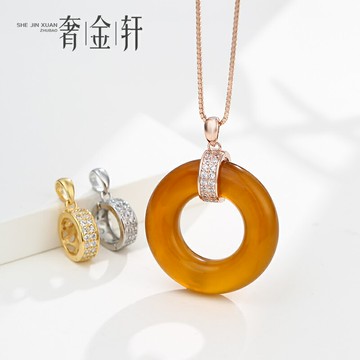 S925純銀吊墜扣環圈 diy銀扣頭吊墜扣翡翠水晶玉器平安扣夾扣空托