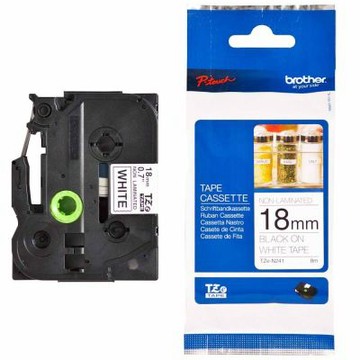 【Brother 兄弟】TZe-N241 無保護膜標籤帶 ( 18mm 白底黑字)