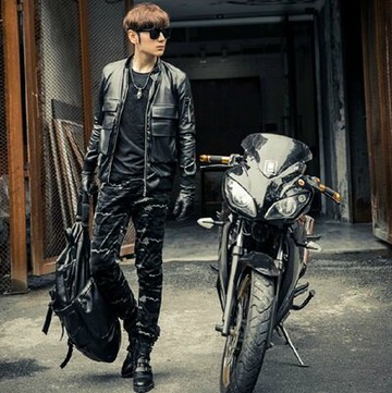 現貨+預購 皮衣 機車外套-時尚帥氣立領多口袋男夾克72c37【獨家進口】【米蘭精品】