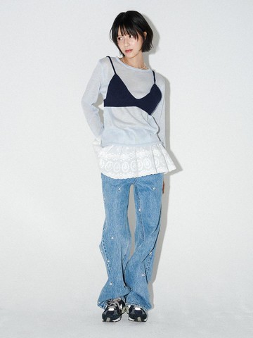 Bustier Knit Set Sweater [Sky Blue]