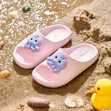 Cheerful Mario幸福瑪麗 粉色可愛卡通水母兒童拖鞋 止滑沙灘女孩中大童拖鞋