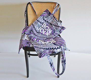 非洲蠟染托特包 BON JOUR 幾何圖紋 非洲布料 A4包 聖誕節