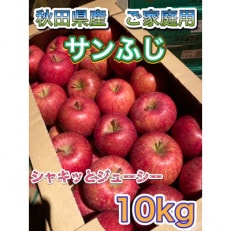 秋田県産　ご家庭用　サンふじりんご　約10kg(40玉～48玉前後)