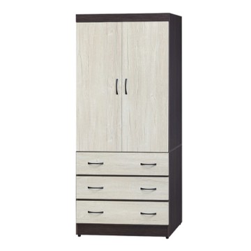 【綠活居】斯里蘭 現代2.7尺二門三抽衣櫃/收納櫃(三色可選)-82x56x196cm免組