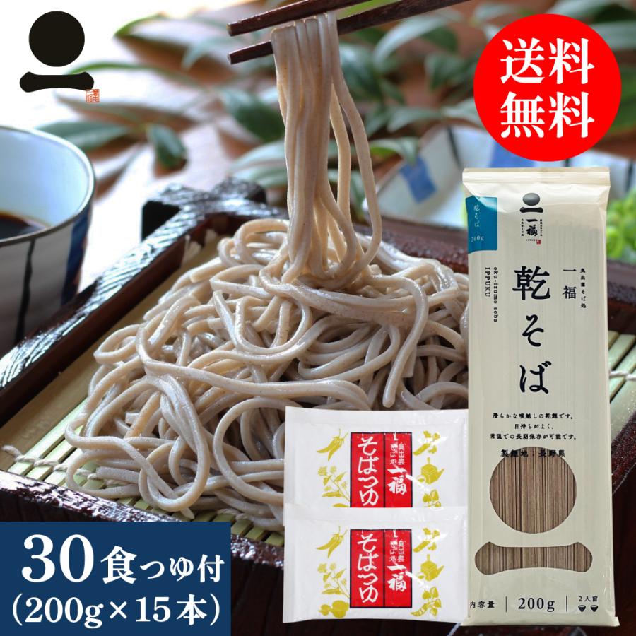 そば 乾麺 業務用 お徳用 15本(30人前) つゆ付 送料無料 お徳用 ご家庭用 乾そば 乾麺 保存食 非常食