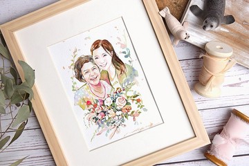手工日系水彩|似顏繪|客製畫像|人像畫|生日禮物|結婚|新年禮盒