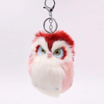 創意毛絨毛球可愛萌萌貓頭鷹鑰匙扣背包汽車掛件迷你卡通玩偶配飾