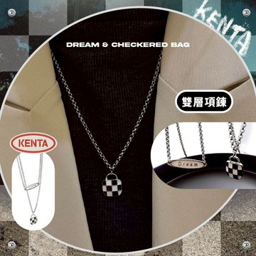 🌾健太選物🌾黑白格包雙層項鍊 項鍊男 項鍊女 不鏽鋼項鍊 雙層項鍊 嘻哈項鍊 疊戴鏈