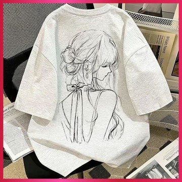 『ATC』大尺碼印花上衣女 2026新款 夏日二次元動漫t恤 短袖 T恤女 簡約風時尚百搭ins上衣