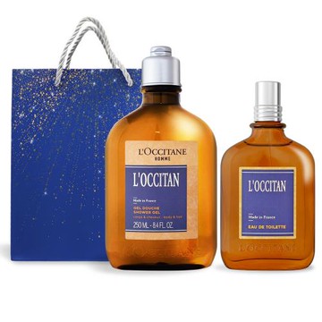 LOCCITANE 歐舒丹 風格男士香氛沐浴組[沐浴膠+香水]-聖誕交換禮物-國際航空版