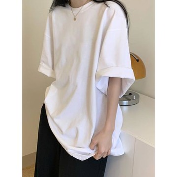 純棉白色t恤女短袖春夏季2023新款寬松中長款內搭打底衫半袖上衣