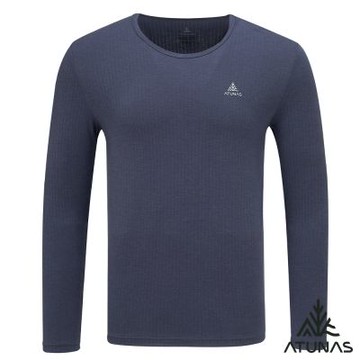 【ATUNAS 歐都納】男款熱流感抑菌圓領保暖衣A1UCGZ21M深藍/MIT台灣製/彈性貼身/發熱衣/抗靜電/透氣