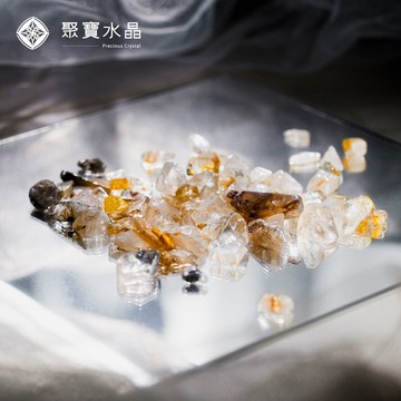 【消磁鈦晶碎石100g】天然 消磁 消磁 白水晶碎石 聚寶水晶