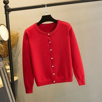 小香風針織開衫女短款外套2024春秋新款圓領修身上衣顯瘦外搭毛衣