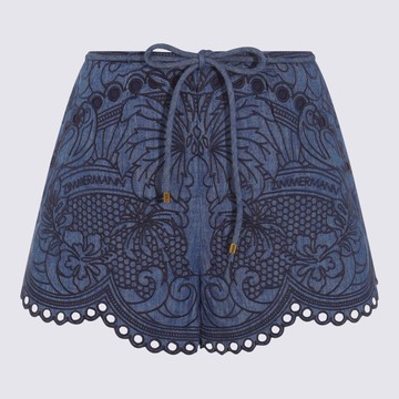 Zimmermann Dark Blue Linen Shorts