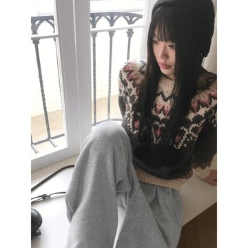 Codibook｜韓國 wonderwonder 復古愛心圖騰撞色針織衫［預購］針織衫 毛衣 女裝