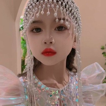 🎀臺灣出貨🎀原創兒童年回憶純手工串珠復古百搭時尚頭飾玻璃珍珠流蘇帽香妃帽韩版 日系 兒童帽子 嬰兒帽子 前进帽 堆堆