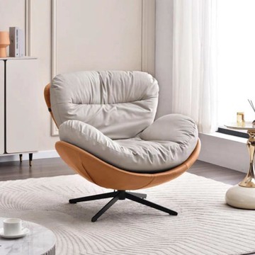 【obis】蛋殼休閒椅(單人沙發)橙色底座+米白座包