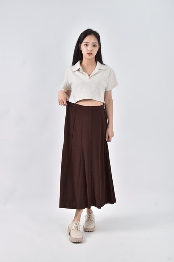 (XL) red leaf秋冬金蔥棕色長裙