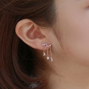 [米蘭精品] 鑲鑽耳環耳飾-時尚氣質長款流蘇情人節生日禮物女飾品73du20