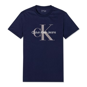 Calvin Klein 熱銷印刷文字圖案短袖T恤-深藍色