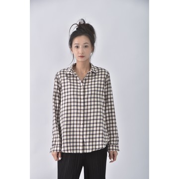 (M) kumikyoku棉質純棉格紋藍色襯衫上衣二手衣