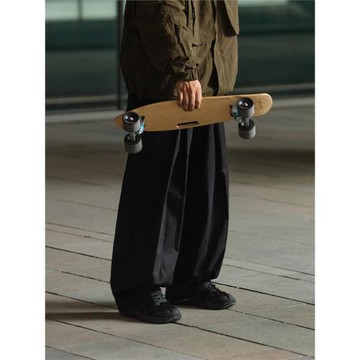 NOEARS黑色山本風武士褲子寬松大褶分割工裝長褲日系復古設計感潮