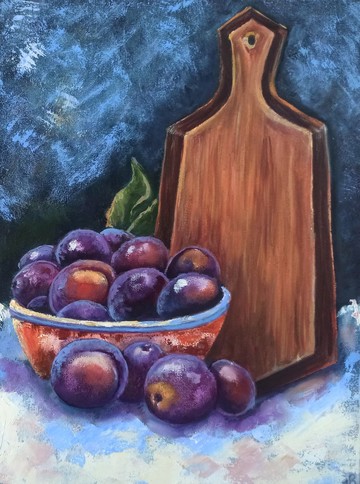 原創油畫《李子靜物》布面 40x30cm 印象派藝術品