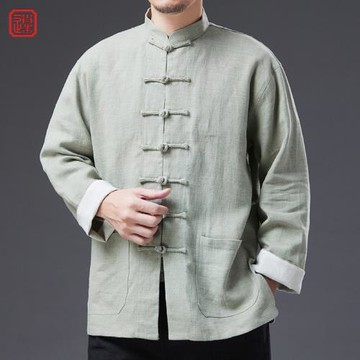 中國風漢服寬松盤扣襯衫春季唐裝