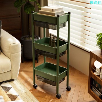 移動落地書架置物架廚房收納零食臥室多層家用客廳小推車抽拉式