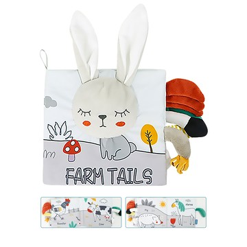 【Mesenfants】寶寶布書 立體尾巴動物觸覺認知學習書 北歐風撕不破故事書 學習書 啟蒙認知