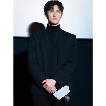 李昀銳同款無領羊毛西服外套氣質高級感休閑中山裝墊肩西裝夾克男