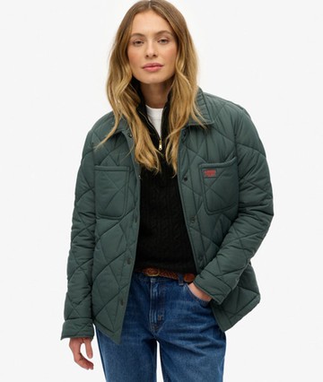 Superdry Women's Quilted Chore Liner Jacket Green Size: 12