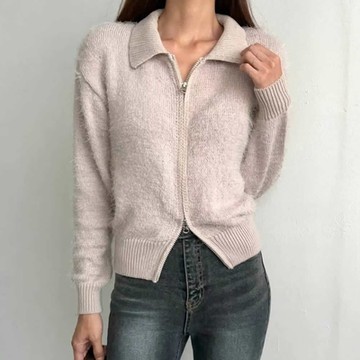 正韓毛衣夾克 翻領拉鏈毛衣外套BBO1029-創翊韓都