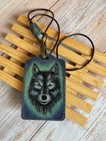 皮雕/狼/卡套/識別證套+掛繩