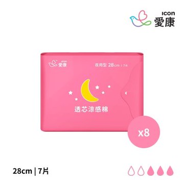 【愛康】透芯涼感棉-夜用型28cm(7片x8包/組)